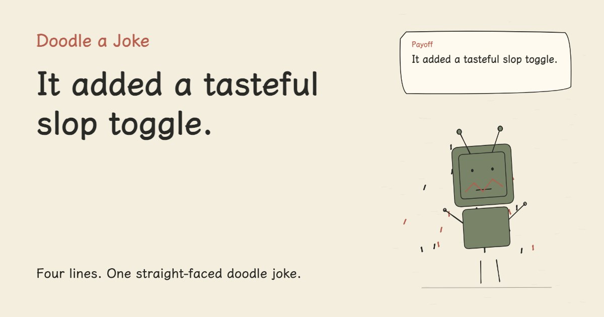 I asked AI for a simple landing page. It added a tasteful slop toggle.