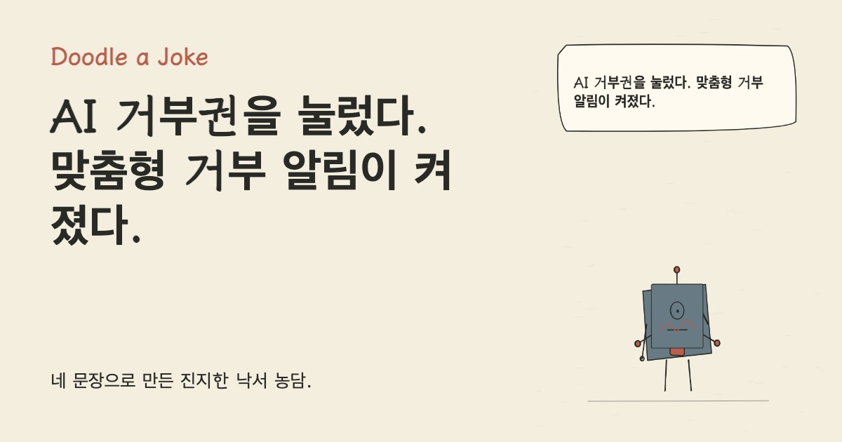 AI 거부권을 눌렀다. 맞춤형 거부 알림이 켜졌다.